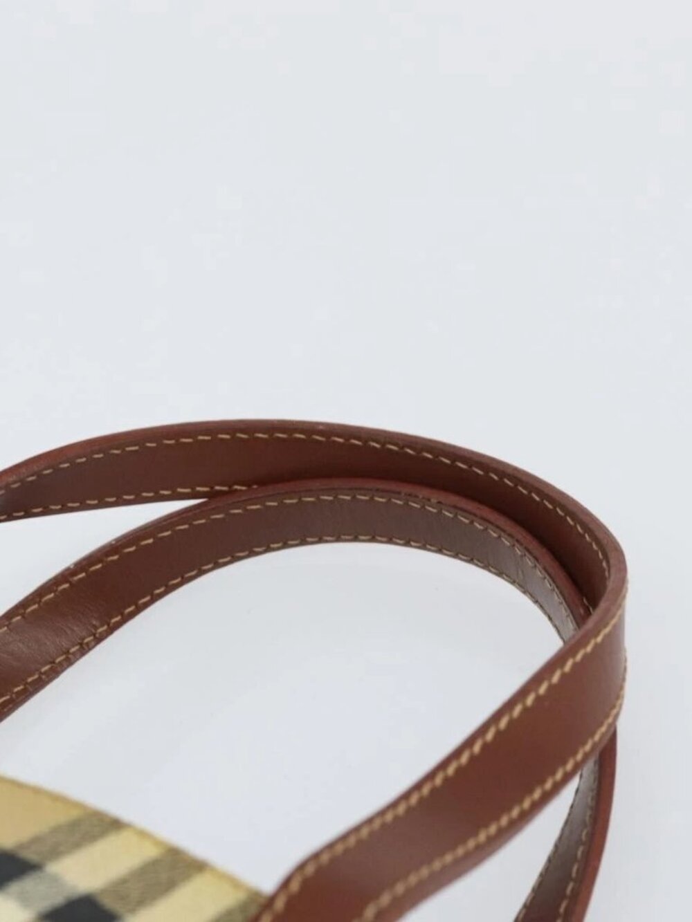 BURBERRY Nova Check Hand Bag PVC Beige Gold Auth BA8952 - Picture 9 of 16
